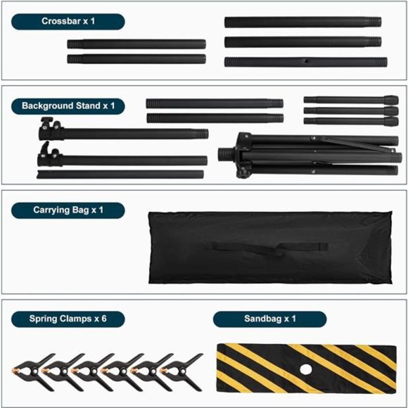 T-Shape Portable Backdrop Stand 8x5.3FT, Adjustable Photo Background Stand Kit - Picture 7 of 8